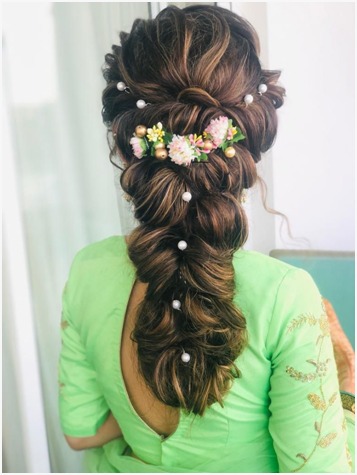 Messy Braid With Florals & Pearls